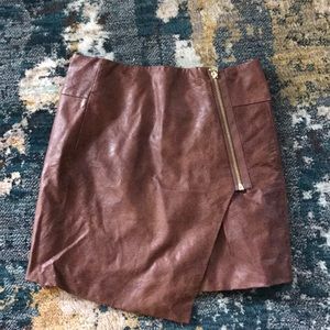 Brown leather miniskirt!